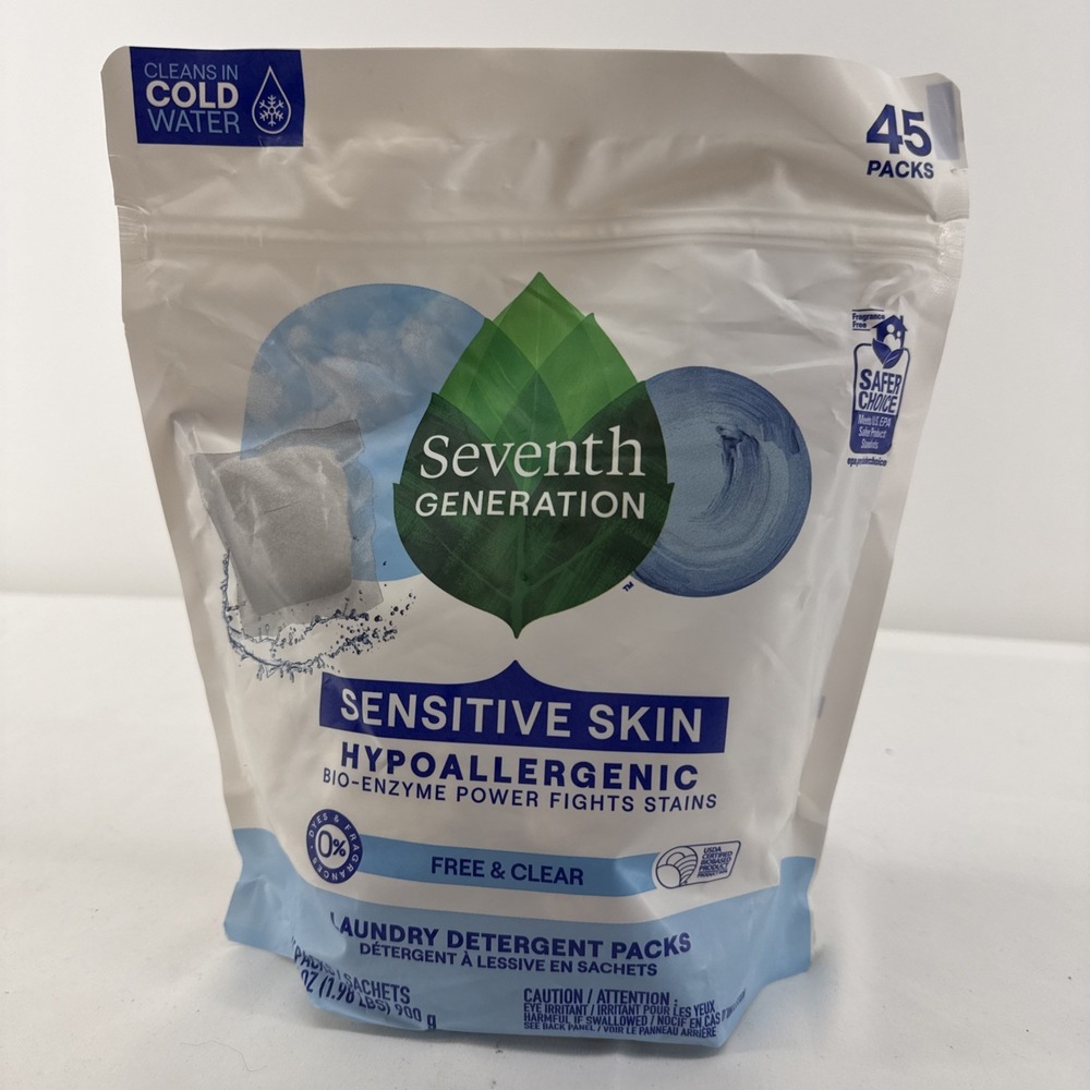 7th Gen. Laundry Detergent Pods Free & Clear, 45 Pods, 1.98 lbs (E12)
